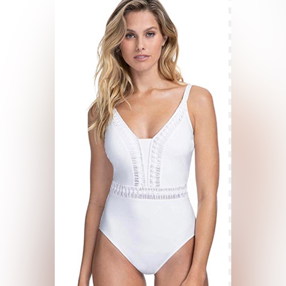NWOT GOTTEX Profile by Gottex Roulette V-Neck‎ One Piece Swimsuit!